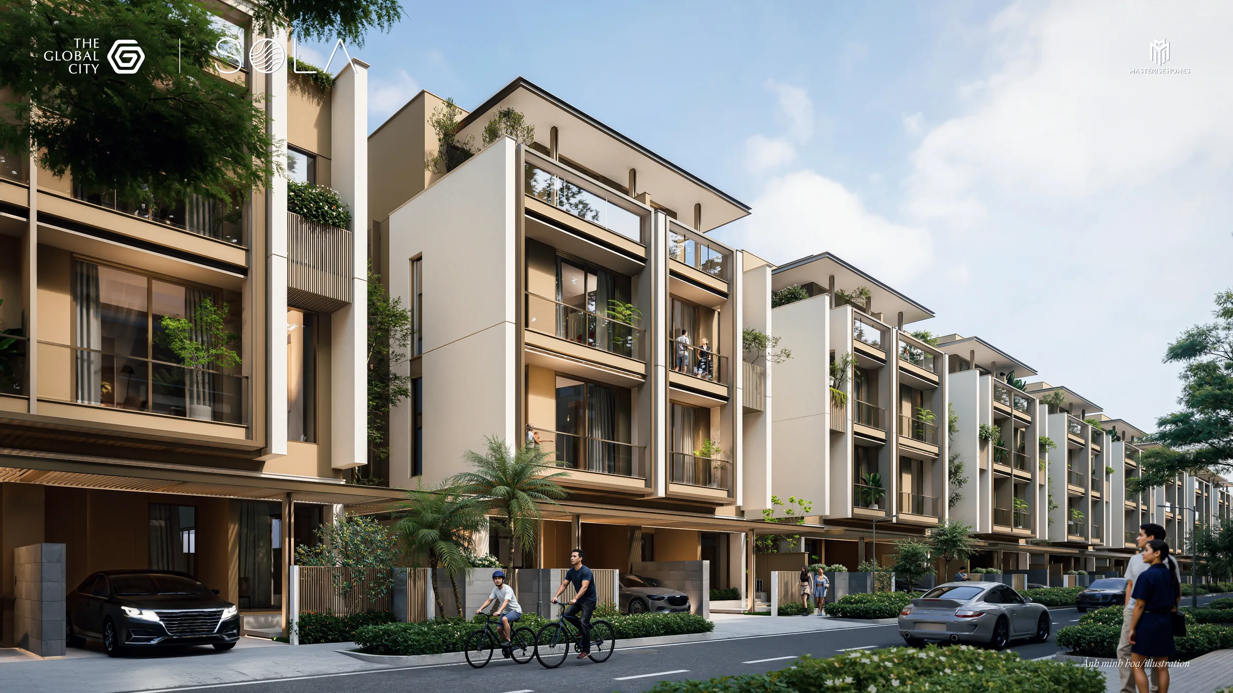 Twin villas · street-level view